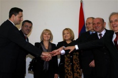 21 December 2011 National Assembly Speaker Prof. Dr Slavica Djukic Dejanovic with the members of the Collegium of the House of Representatives and House of Peoples of the Parliamentary Assembly of Bosnia and Herzegovina